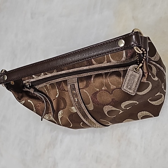 Coach Rare Find • Brown, Gold, Metallic Thread Beaded "C" Demi Collection - Picture 9 of 14